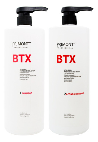 Primont Kit Btx Shampoo + Acondicionador Procesados 1lt 6c