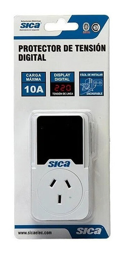 Imagen 3 de 3 de Protector Sica Alta Baja Tensión Heladera Lavarropa 10a 220v Color Blanco