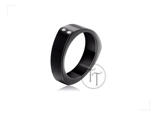 Anillo Cúpula Hombre Titanio Negro 18k Zirconia Cz