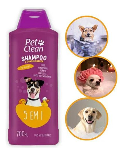 Shampoo 5 Em 1 Pet Clean 700 Ml Para Cães E Gatos