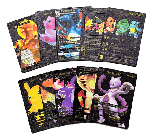 Cartas Pokemon Negras Metalizadas X27 Caja De Lujo