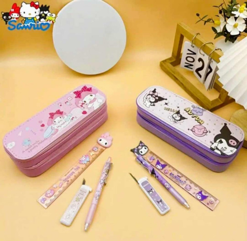 Lapicera Sanrio + Juego De Papelería Hello Kitty, Kuromi Morado Kuromi