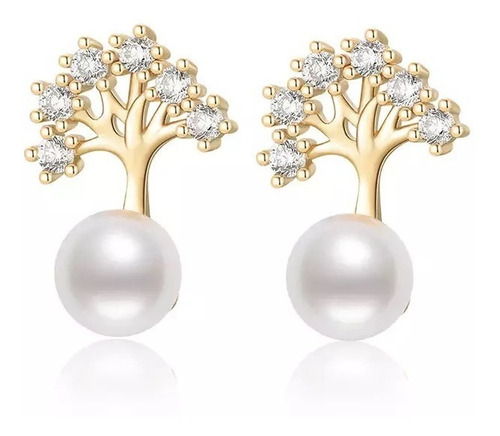 Aros Arbol Vida Oro 14k Perlas Cultivadas  / Canale Donna 