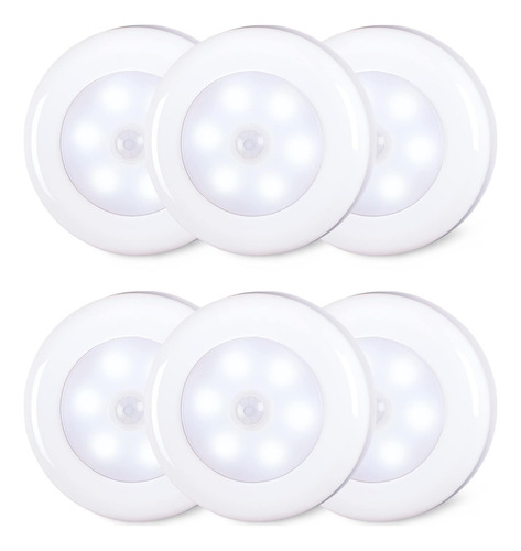 Paquete 6 Luces Sensor Movimiento 2.8 Interiores Led Blanco