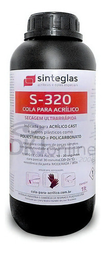 Cola Líquido Sinteglas S-320 Cola Para Acrílico Secagem Rápida 1 Litro - Não se aplica