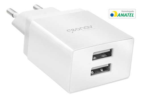 Carregador De Parede Compact 2x Usb 2.1 A 10 W Geonav Esacb2 Cor Branco