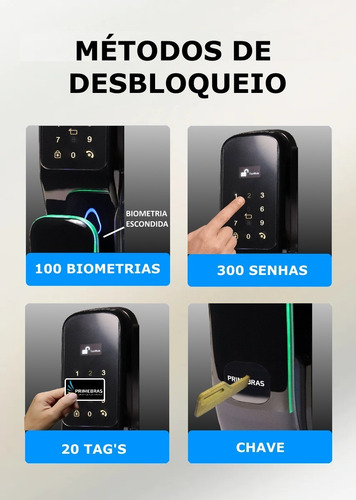 Imagem 3 de 9 de Fechadura Biométrica Eletronica Digital Primebras Porche