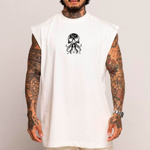 Camiseta Regata Longa Oversized Masculina Polvo Dark Gym All