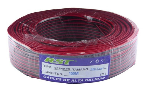 Rollo Cable Para Parlante Paralelo 2x0.5mm 100mts Rojo-negro