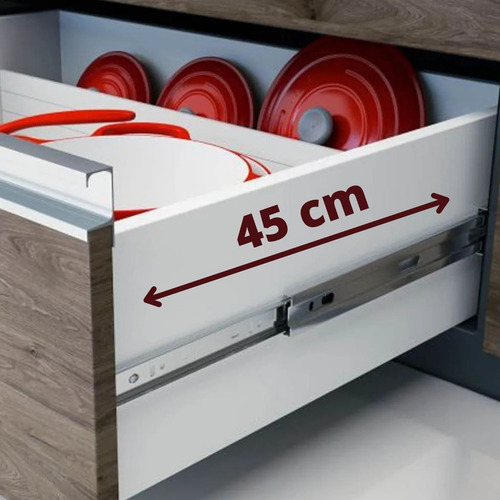 Corrediça Telescópica P/ Gaveta Reforçada 45cm 4 Pares 45 Kg