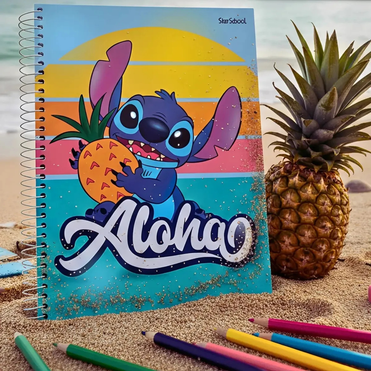 Caderno Universitário Jandaia 10 Matérias Stitch, 160 Folhas