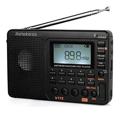 Rádio Gravador Am Fm Sw Mp3 Retekess V-115 Bat. Lithium