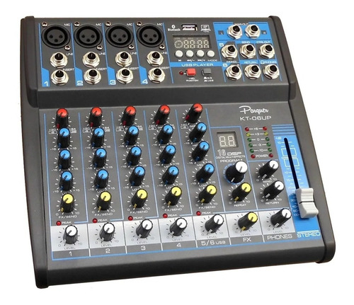 Consola Mixer 6 Canales Interfaz Grabacion Usb Efectos