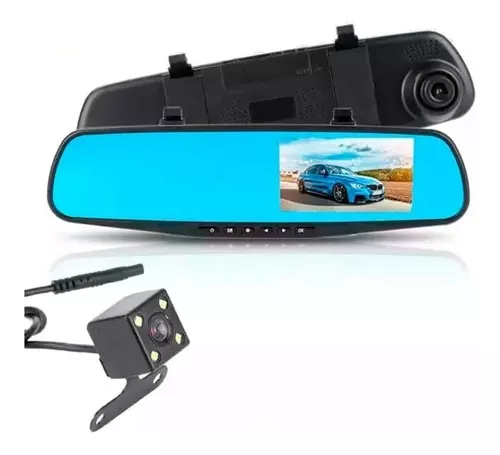 Dvr Para Carro Espejo Doble Cámara Frontal Trasera Reversa