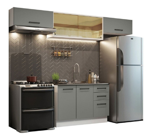 Mueble De Cocina Madesa Agata Sin Lavadero 280 Cm Color Gris