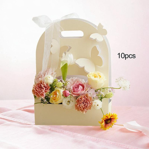 10 Piezas Caja De Flores De Mariposa 3d, Amarillo Cremoso