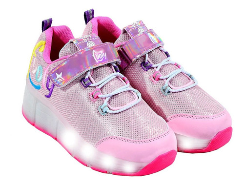 Imagen 1 de 8 de Zapatilla Footy Con Ruedas Roller Luces Led Recargables Usb