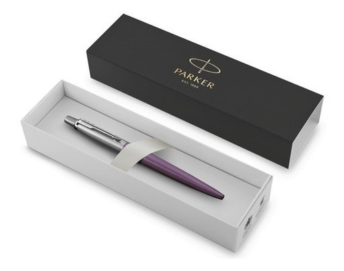 Imagen 3 de 3 de Bolígrafo Parker Jotter Victoria Violeta Retráctil