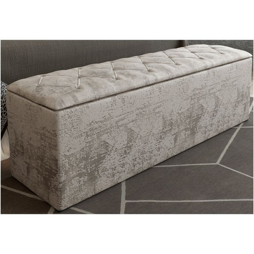 Calçadeira Baú Paris Com 160 Cm Areia Velvet Chenille - Js M