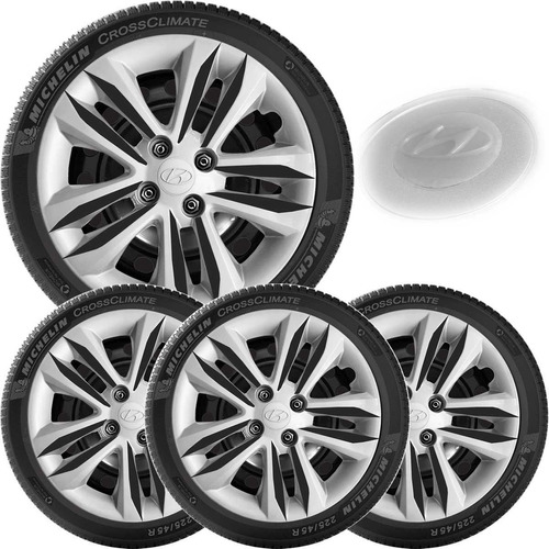 4x Calota Esportiva Hb20 Hb20s Aro 15 Cinza Preto 192cp