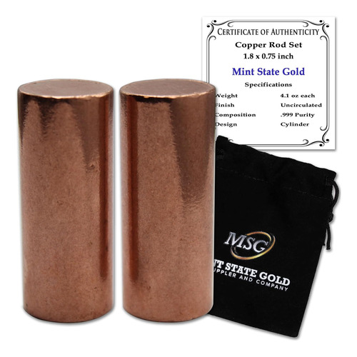 Juego De Varillas Redondas De Cobre Premium, 2 Piezas (1.8 X
