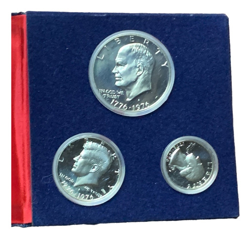 Robmar-u.s.a. Set De 3 Monedas Plata Proof Aniversario 1976