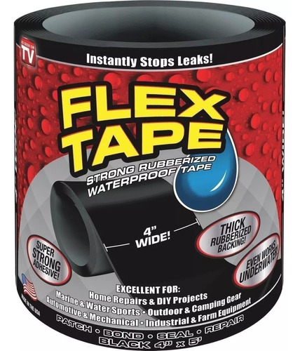 Flex Tape Negro Cinta De Caucho Fuerte E Impermeable