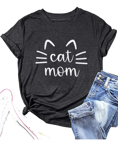 Sudadera Estampado Letra Texto Ingl «cat Mom» Para Mujer