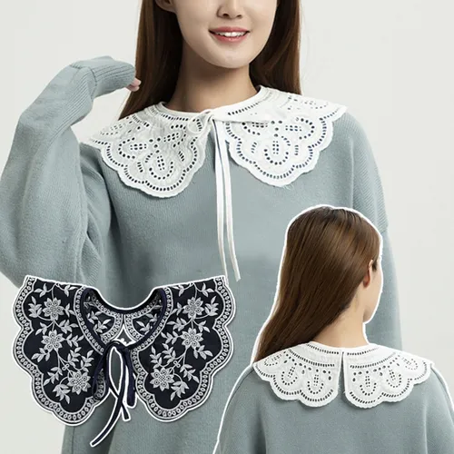 Mantón De Encaje Blanco Con Cuello Falso Y Volantes Ahuecado