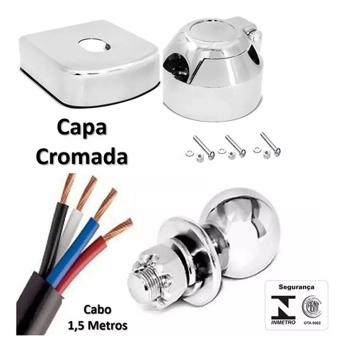 Kit Engate Reboque Bola Aço Capa Aço Inox Tomada Cromada Fio