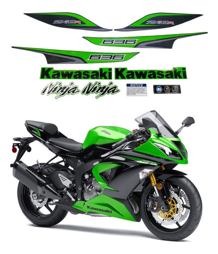 Kit Adesivos Para Kawasaki Ninja Zx-6r Zx6r 636 2013 16418
