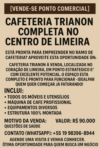 Ponto Comercial De Cafeteria Completa A Venda Em Limeira