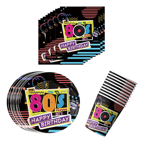 Cotillón Vajilla Cumpleaño Retro Back To The 80's Disco