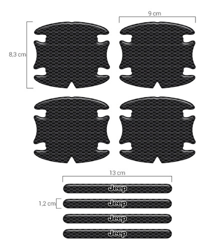 Adesivos Protetor Maçaneta Jeep Renegade Carbono Resinado