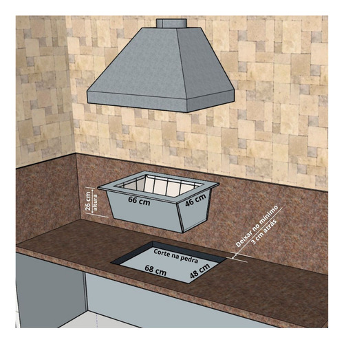Kit Churrasqueira Completa Coifa Inox 90x60 E Braseiro 60x40