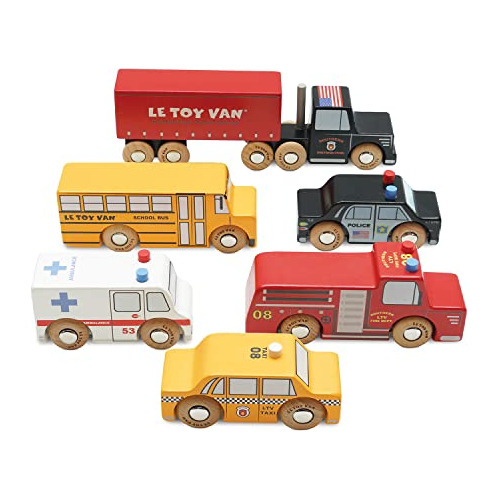 New York Car Set Juguetes De Madera Premium Para Niños A Par