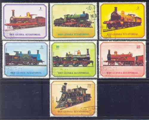 Guinea Ecuatorial 1978 Trenes Serie Completa De 7 Valores