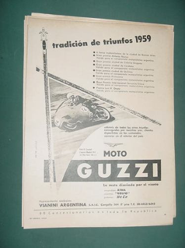 Publicidad Motos Guzzi Keith Campbell Campeon Mundial 1957