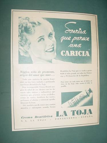 Publicidad Antigua Jabones La Toja Dentrifico Sonrisa Carici