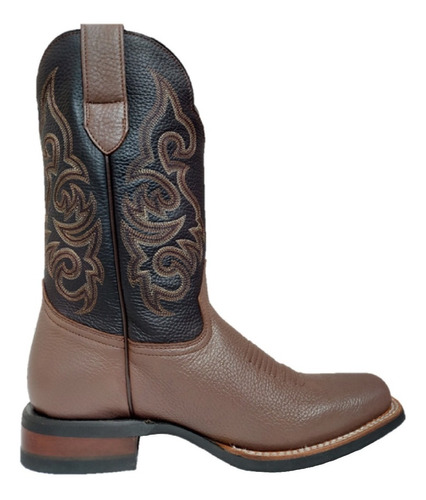 Bota Vaquera Justin Hombre Punta Rodeo Piel Texas Latte Goma