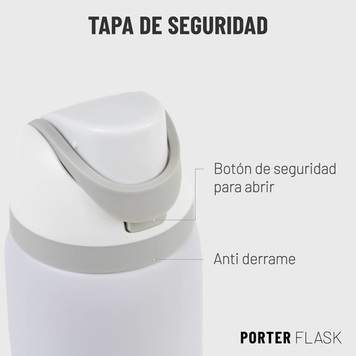 Termo Botella Agua Termica Porter Flask 1lt Acero Inoxidable Blanco