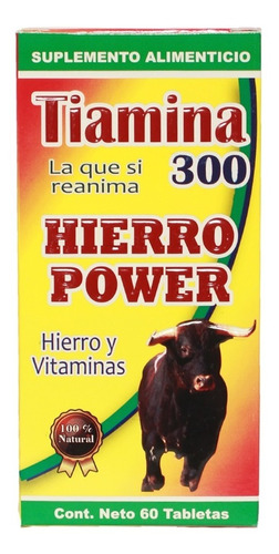 Tiamina Tabletas 300 Hierro Power 60 Tablts Energia Reamina 