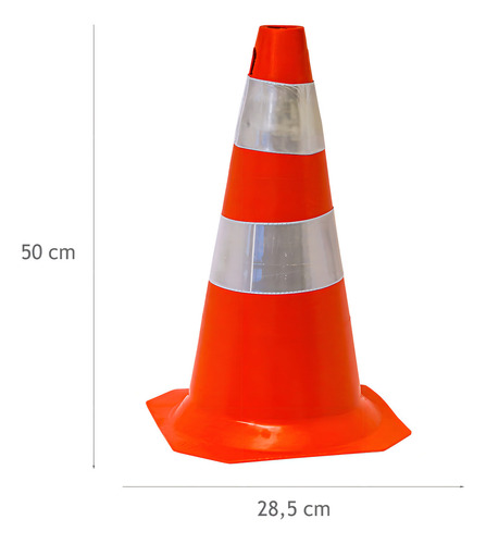 Cone De Segurança 50cm Laranja E Branco Flexível - Plastcor