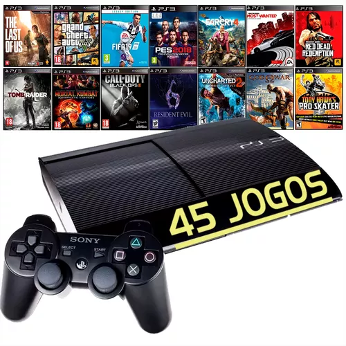 Ps3 Super Slim + Gta 5 + Fifa 19 + The Last Of Us - 45 Jogos