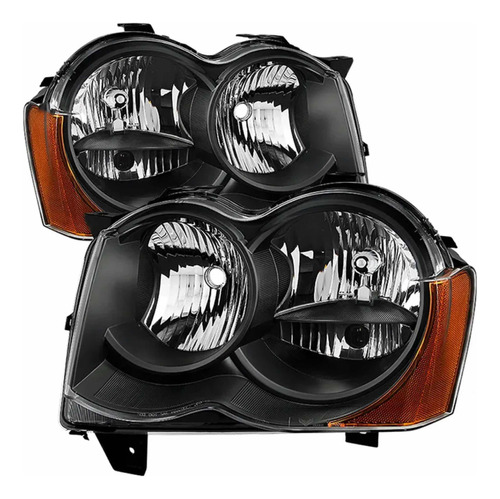 Faros Jeep Gran Cherokee 2010 2009 2008 Fondo Negro Par .