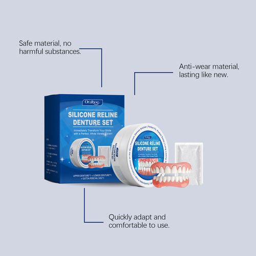 . 2x Juego De Prótesis Dentales De Silicona Suave Oralhoe