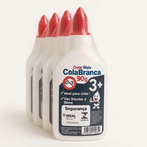 Kit C/6 Cola Branca 90g Escolar P/ Slime Artesanato Papel