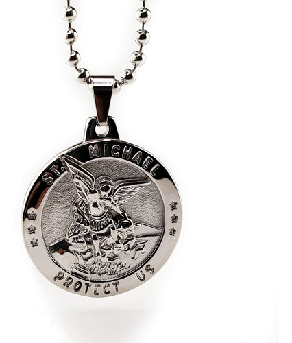 Medalla Dije Arcangel San Miguel Protección Acero Inoxidable