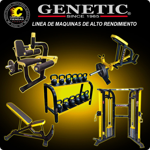 N°1 Polea Alta Baja Simple Con Carro Movil Gimnasios Genetic Estructura Negro/Amarillo