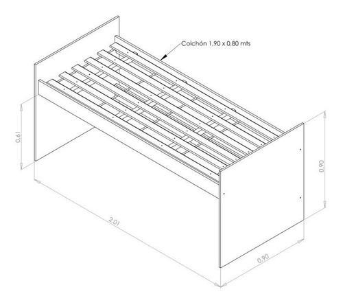 Cama Nido Triple Superpuesta 3 En 1 - Camas Cuchetas 1 Plaza (80 Cm) - 1702-3-8